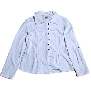 Christopher & Banks Long Sleeve Blouse Top Women's Size S White Button Down